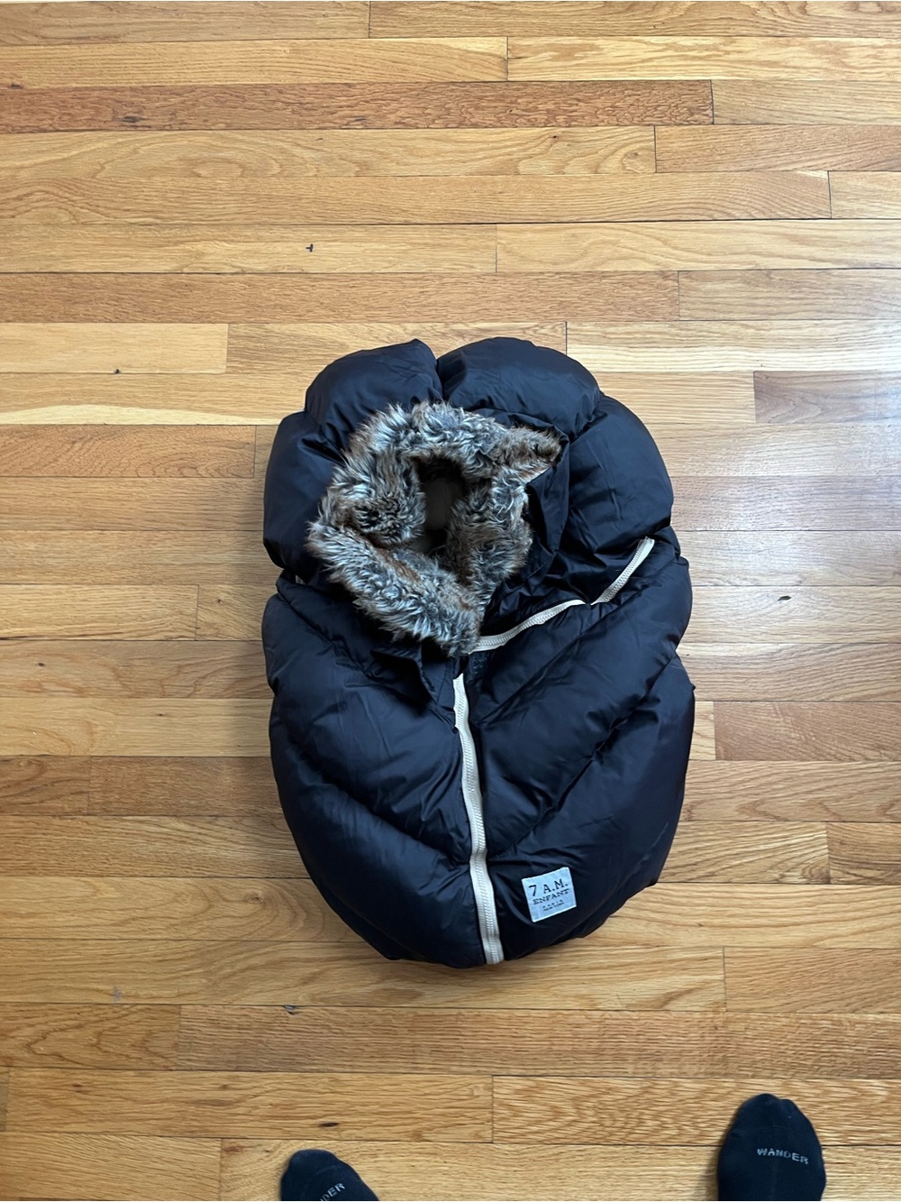 7 A.M. Enfant Black Infant Cocoon Bunting with Faux Fur